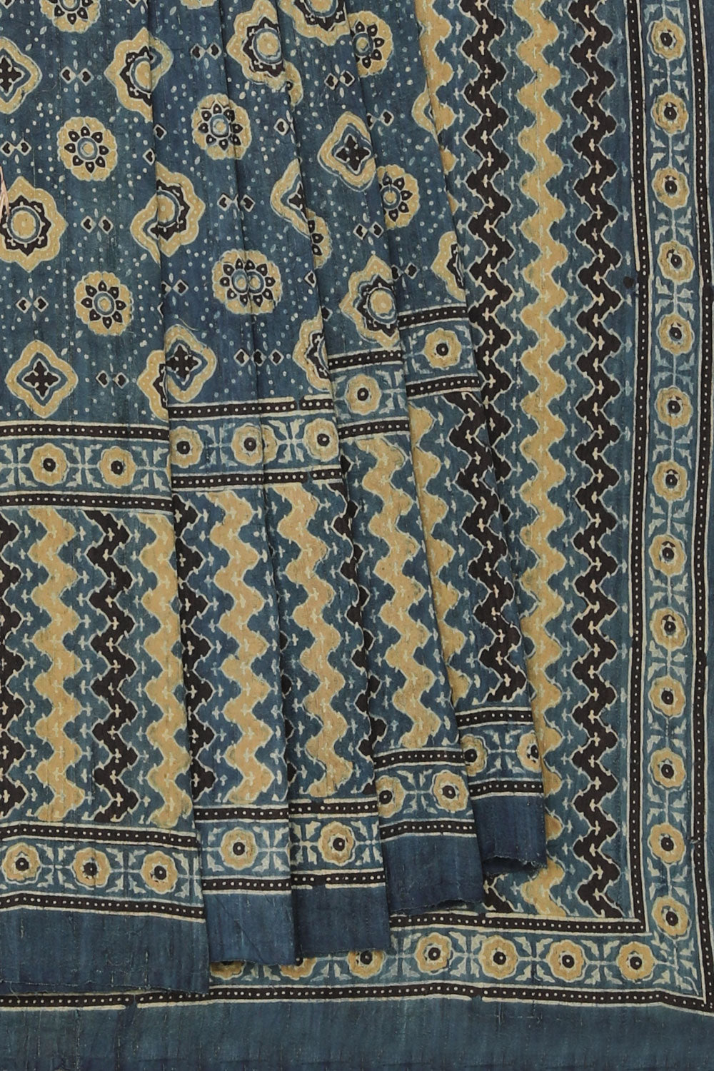 Image of Dupion Silk Ajrakh Printed Saree